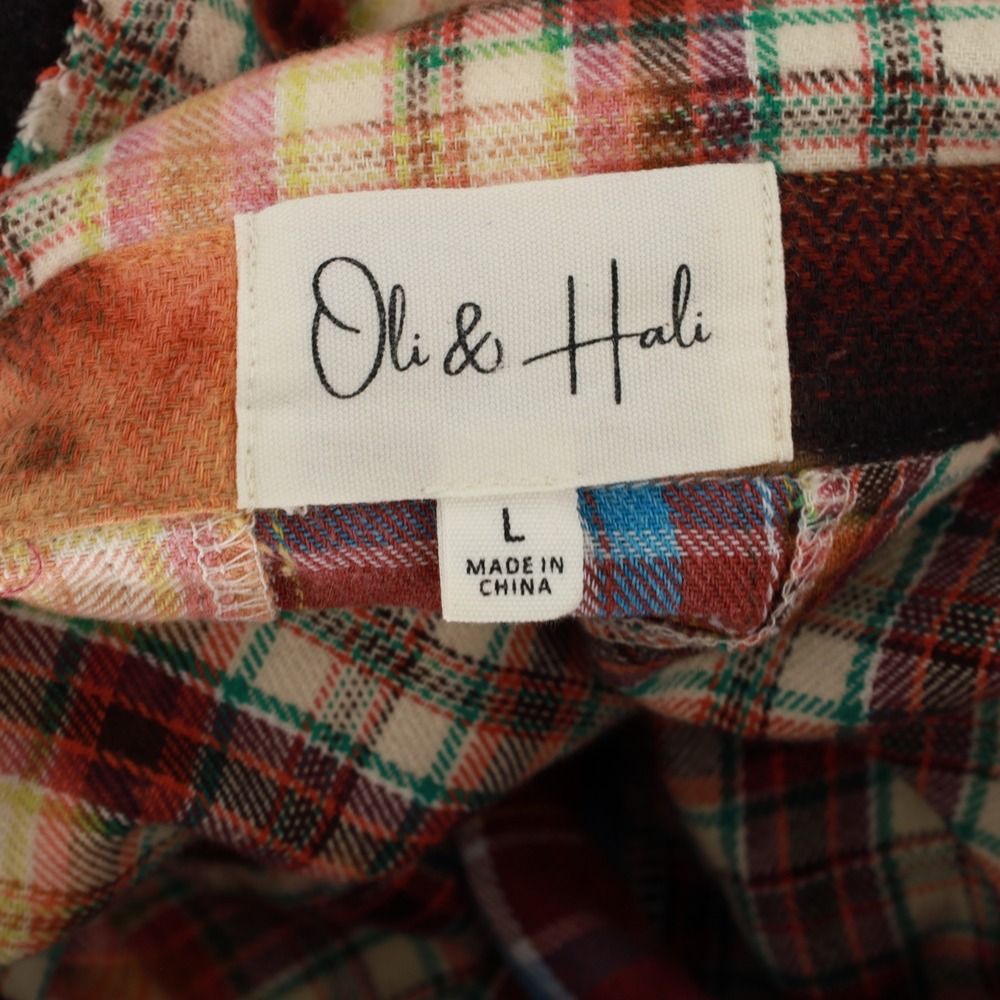 Oli & Hali Wash Mix Plaid Shirt Large Pockets Patchwork Distressed Cotton Blend - Picture 9 of 11